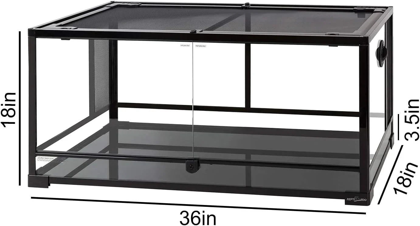50 Gallon Reptile Glass Terrarium Tank Double Hinge Door with Screen Ventilation Large Reptile Terrarium 36" x 18" x 18"(Knock-Down) 2