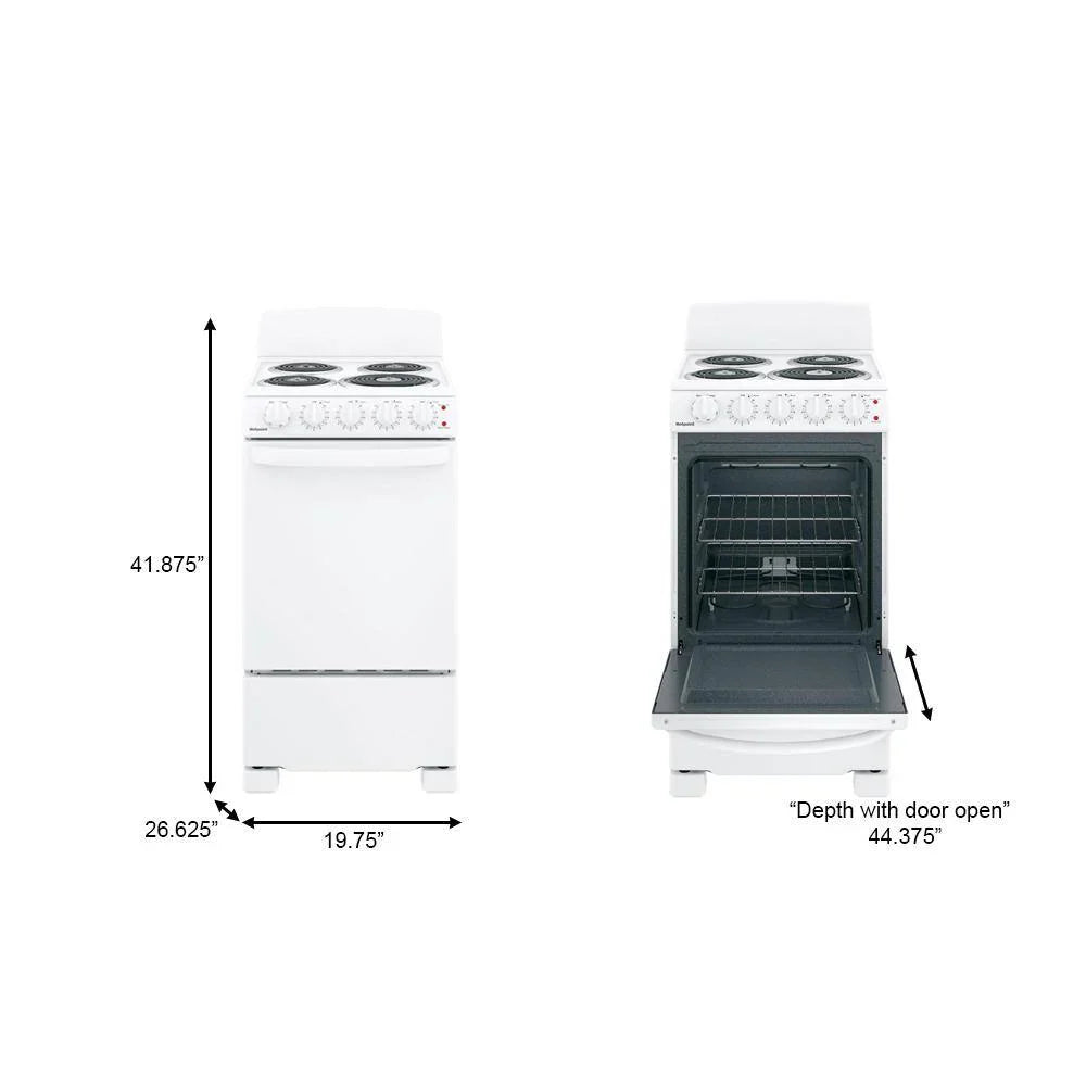 20 in. 4 Burner Element Free-Standing Electric Range in White 3