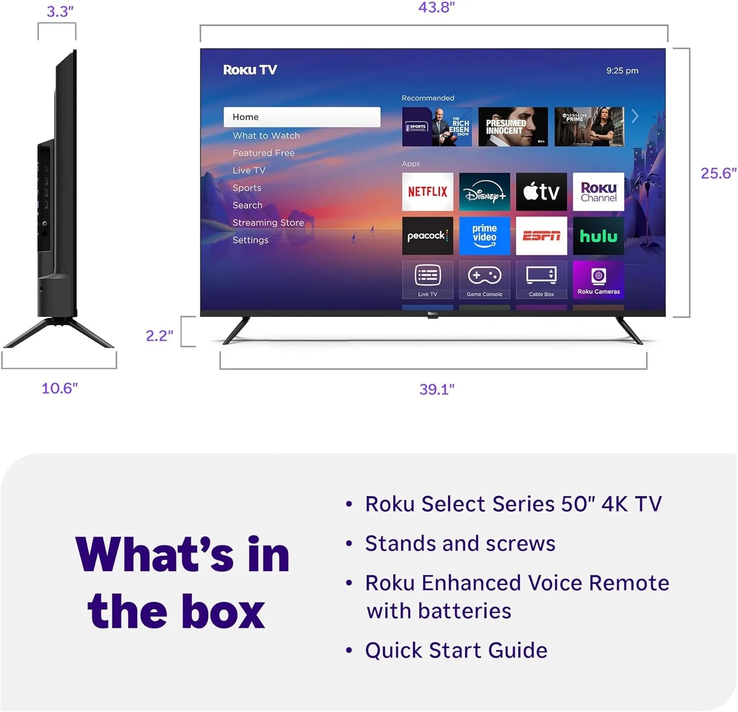 Bhd Roku 50" Select Series 4K HDR Smart TV with Voice Remote 6