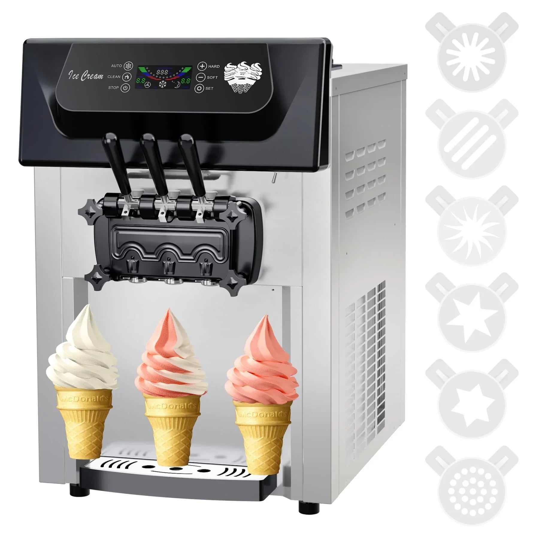 2200W Commercial Ice Cream Machine, 3 Flavor Soft Serve Ice Cream Machine, 5.3-7.4 Gal/Hr, with LCD Touch Screen, Automatic Cleaning, High Productivity for Home Snack Bar & Restaurants 14