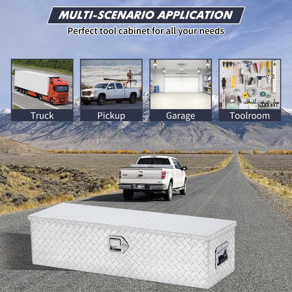 48 Inch Diamond Plate Truck Bed Tool Box with Shelf Silver 4