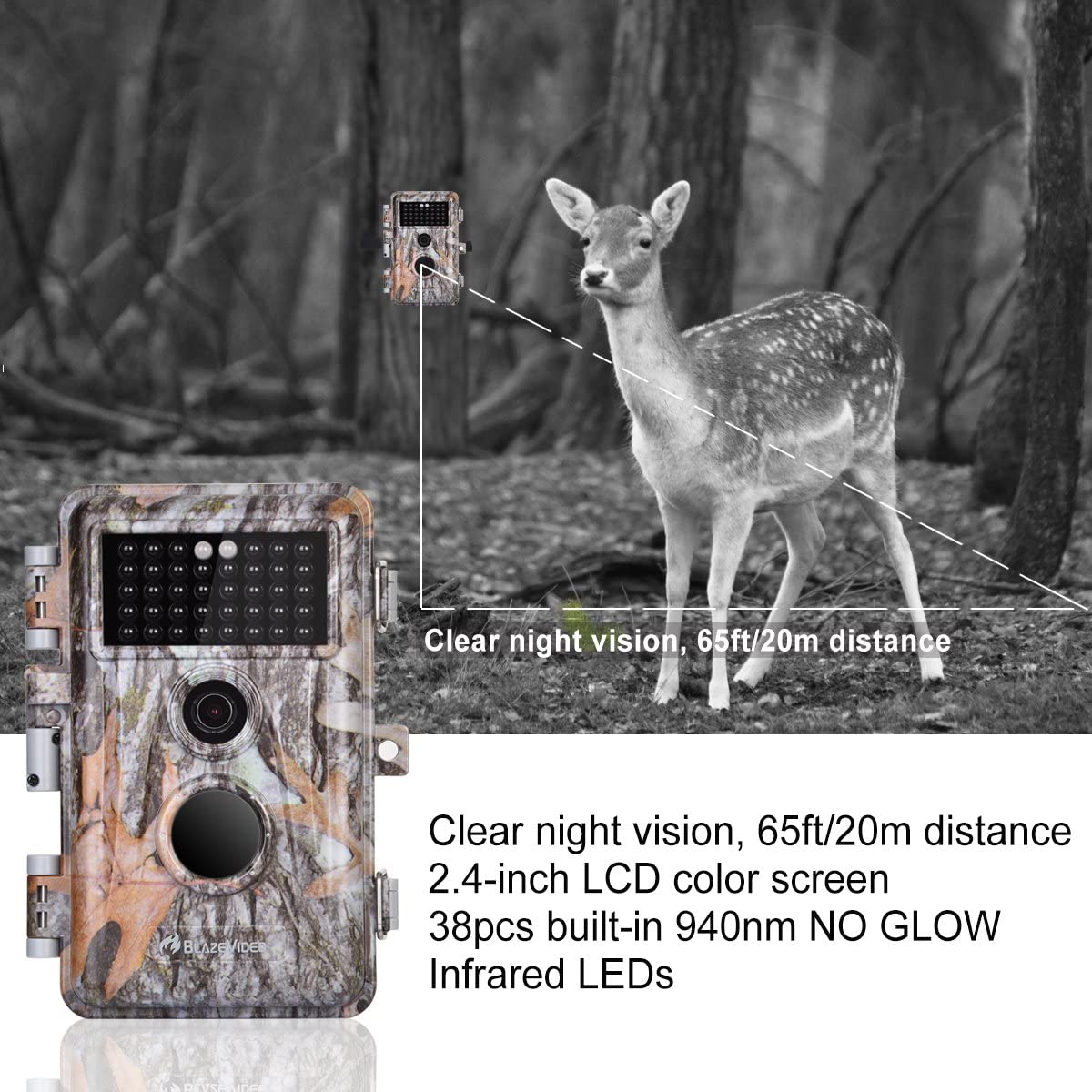 5-Pack Game & Deer Trail Cameras 16MP 1920x1080P Video Hunting Wildlife Cams Time Lapse with Night Vision 4
