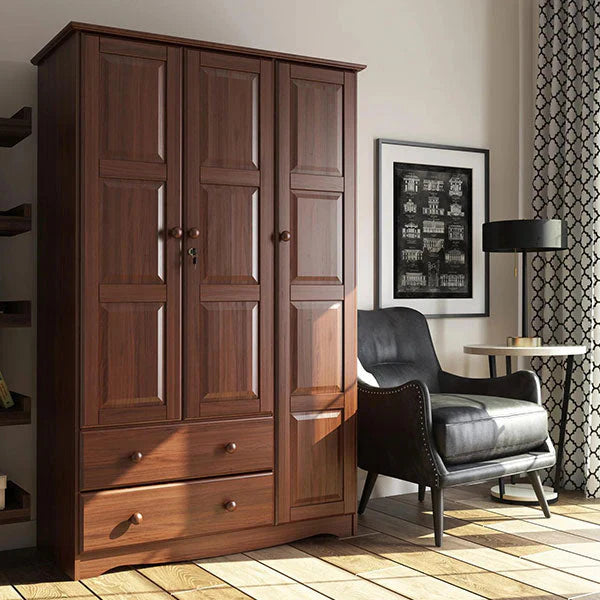 100% Solid Wood Grand Wardrobe Armoire - Mocha 2