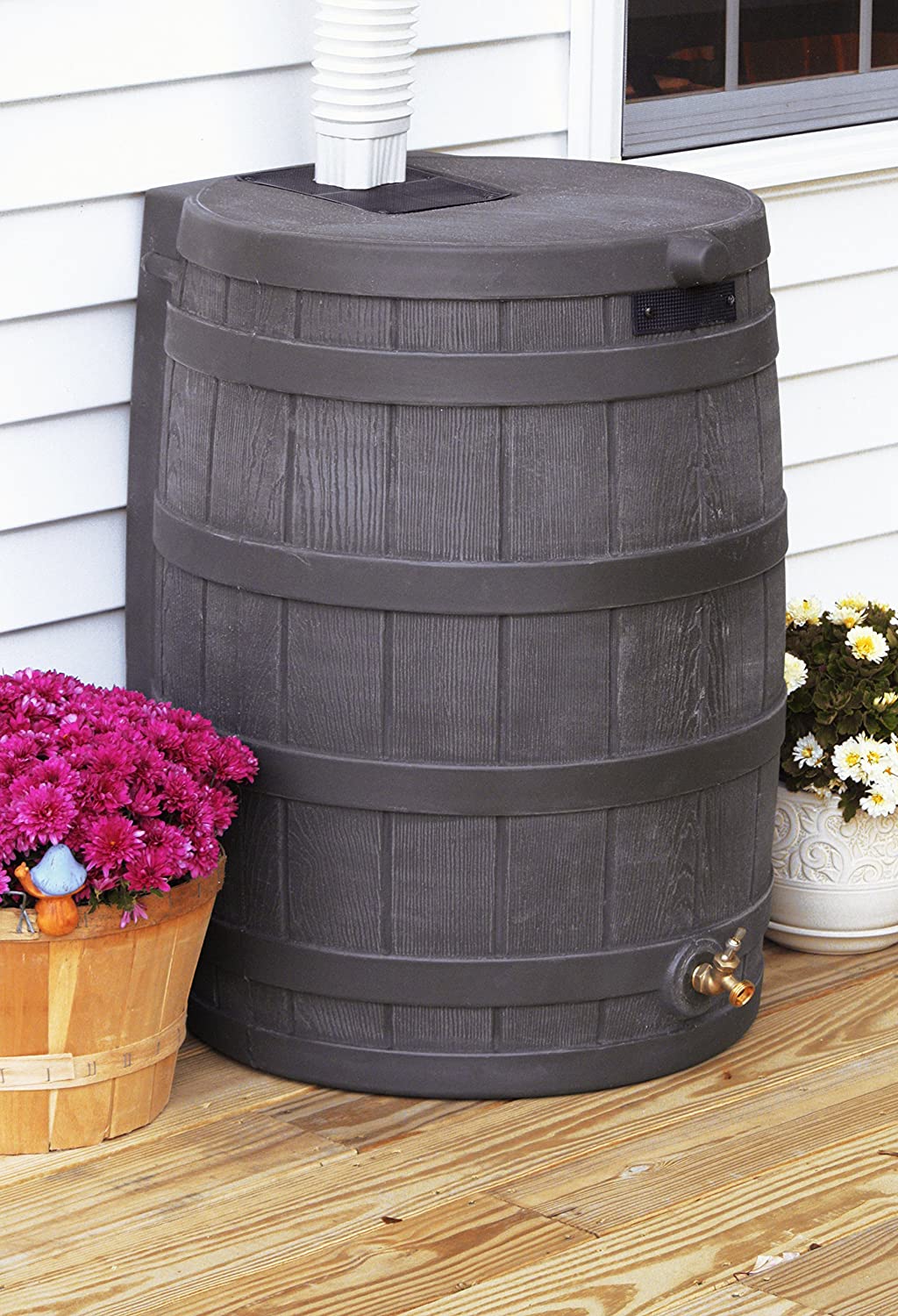 Good Ideas Rain Wizard 50 Gallon Plastic Outdoor Home Rain Barrel Water Storage Collector 7