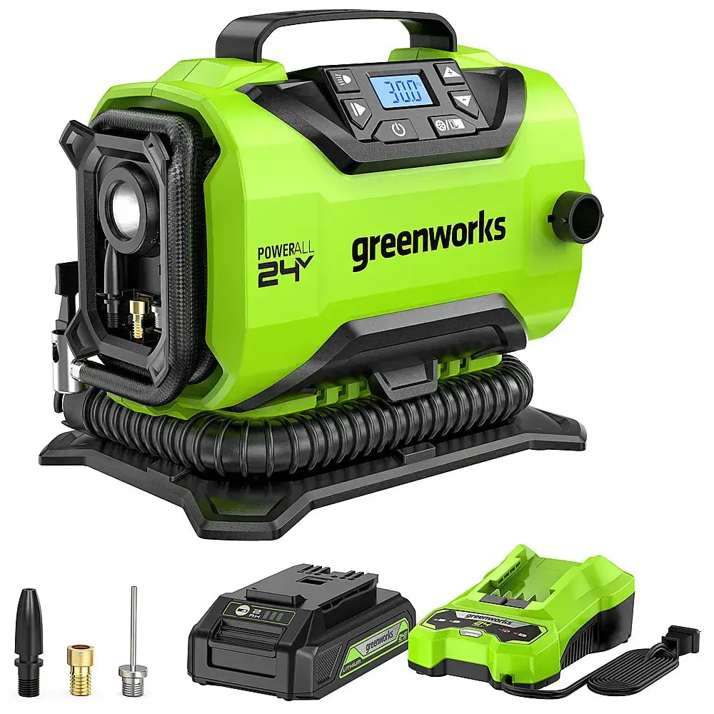 24 Volt Battery Powered 160-PSI Inflator with 2.0 Ah USB-C Battery & Charger - Green 1