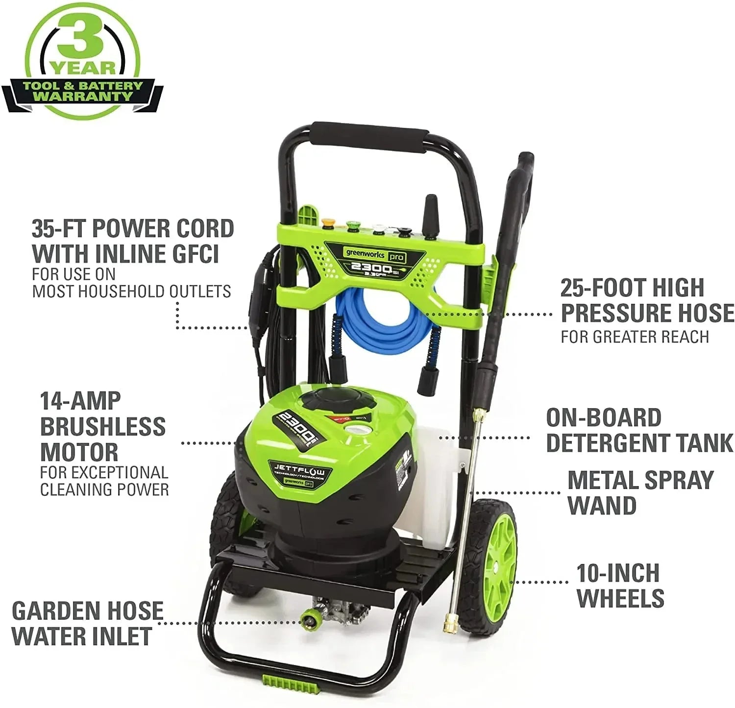 2300-PSI 14 Amp 2.3-GPM Brushless Pressure Washer 2