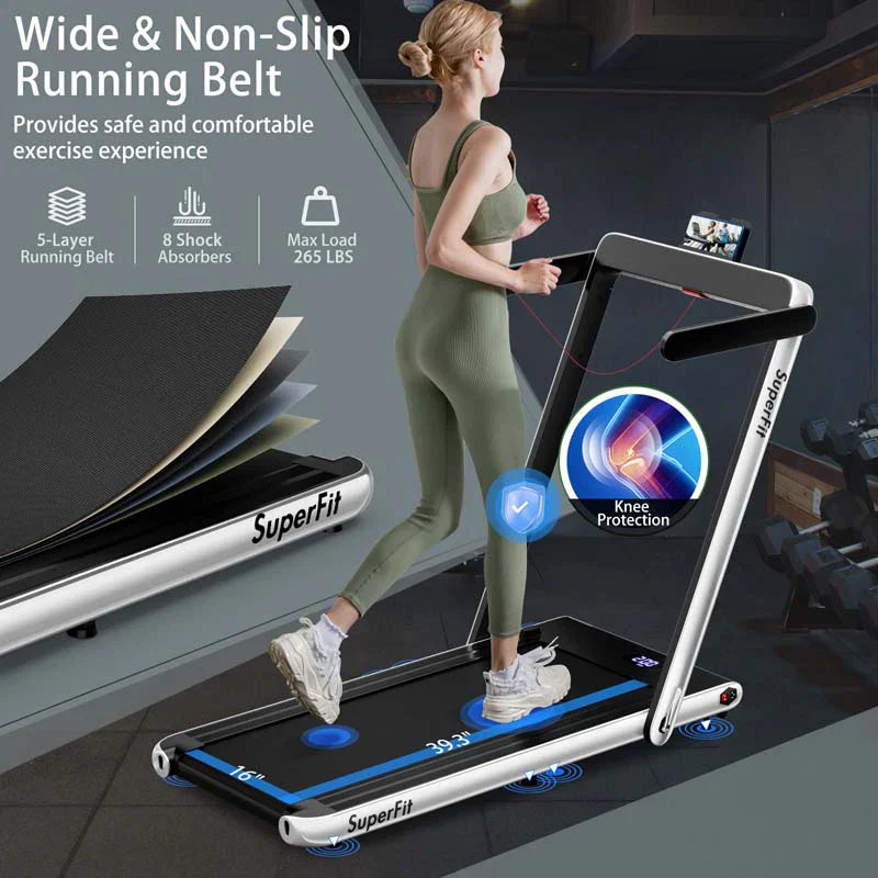 2.5HP 2-in-1 Folding Under Desk Treadmill with Speaker APP Remote Control, Portable Walking Jogging Machine for Home Gym Office 78