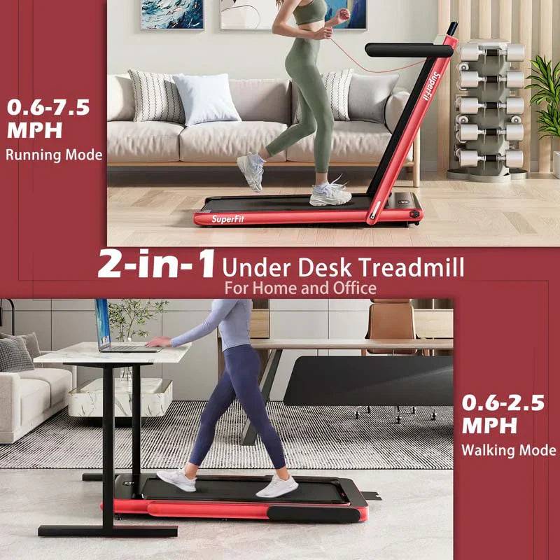 2.5HP 2-in-1 Folding Under Desk Treadmill with Speaker APP Remote Control, Portable Walking Jogging Machine for Home Gym Office 55