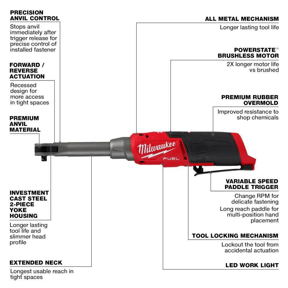 2568-20-2569-20 M12 FUEL 12V Lithium-Ion 1/4 in. Extended Reach High Speed Ratchet w/3/8 in. Extended Reach High Speed Cordless Ratchet 6