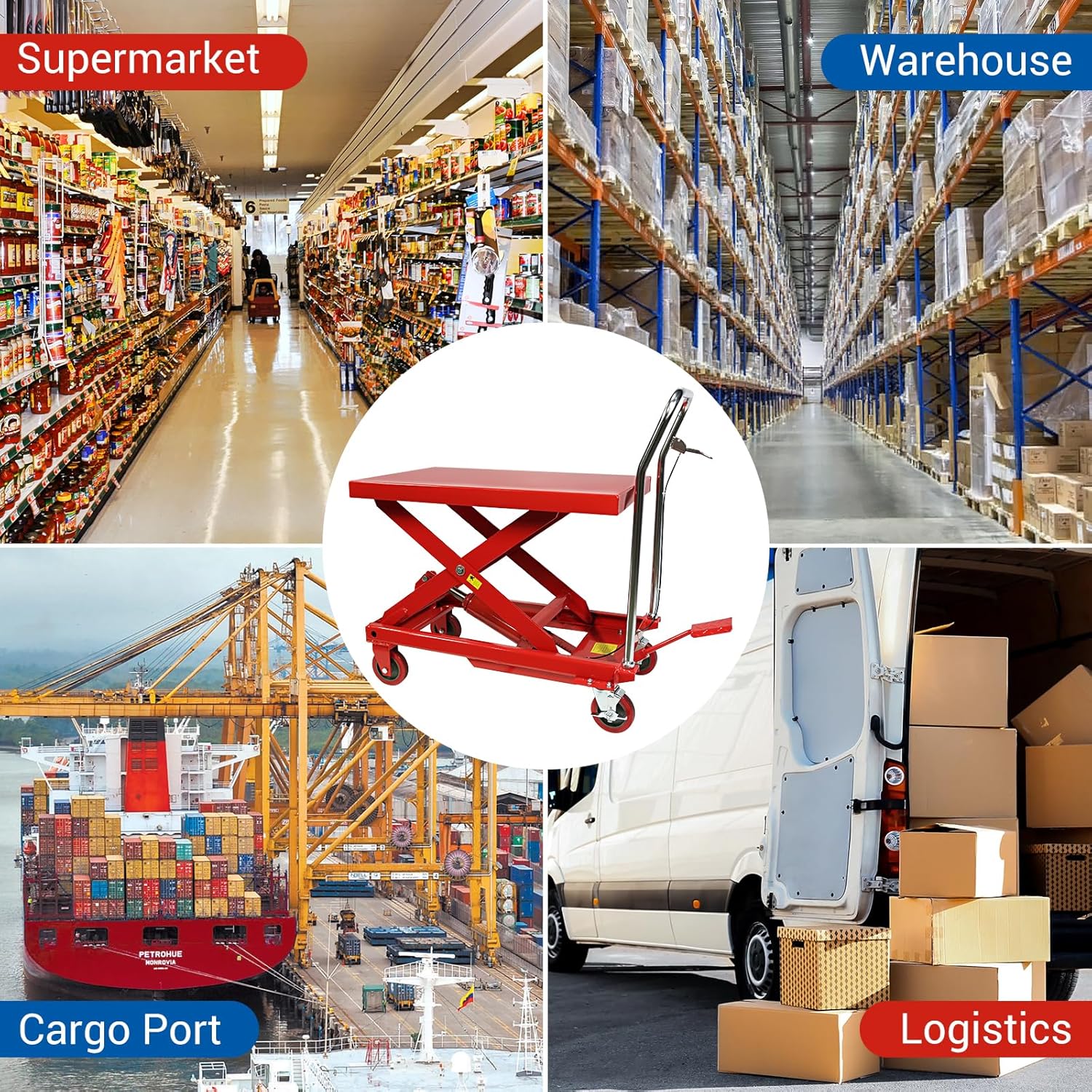500LBS Hydraulic Lift Table Cart, 30" Lifting Height., Double Scissor Lift Table with 4 Wheels and Non-Slip Pad, Hydraulic Scissor Lift Table for Material Handling and Transportation 4