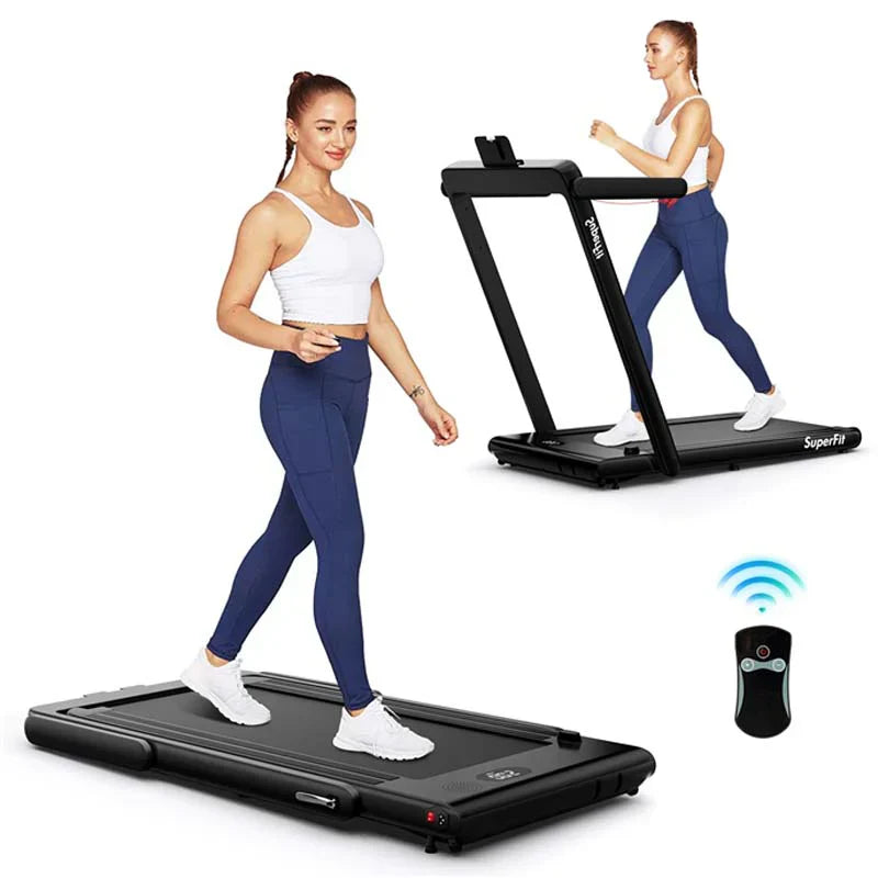 2.5HP 2-in-1 Folding Under Desk Treadmill with Speaker APP Remote Control, Portable Walking Jogging Machine for Home Gym Office 2