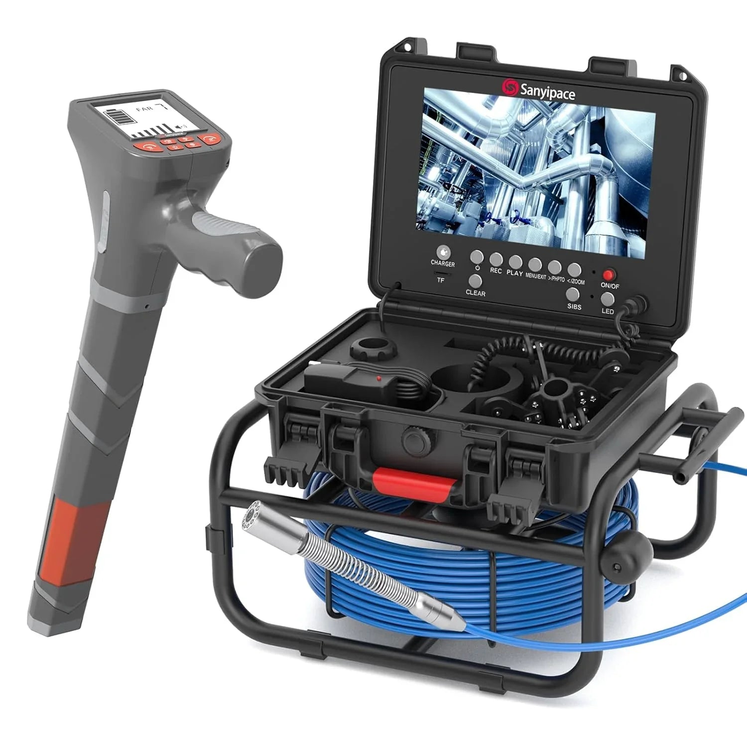 100ft Sewer Inspection Camera with 9" IPS Screen, 23mm HD Waterproof Pipe Camera, 5X Zoom, DVR Recording, Distance Counter, 16GB Card for Plumbing Inspection 4
