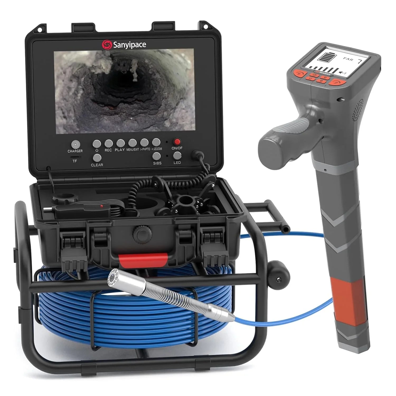 100ft Sewer Inspection Camera with 9" IPS Screen, 23mm HD Waterproof Pipe Camera, 5X Zoom, DVR Recording, Distance Counter, 16GB Card for Plumbing Inspection 2