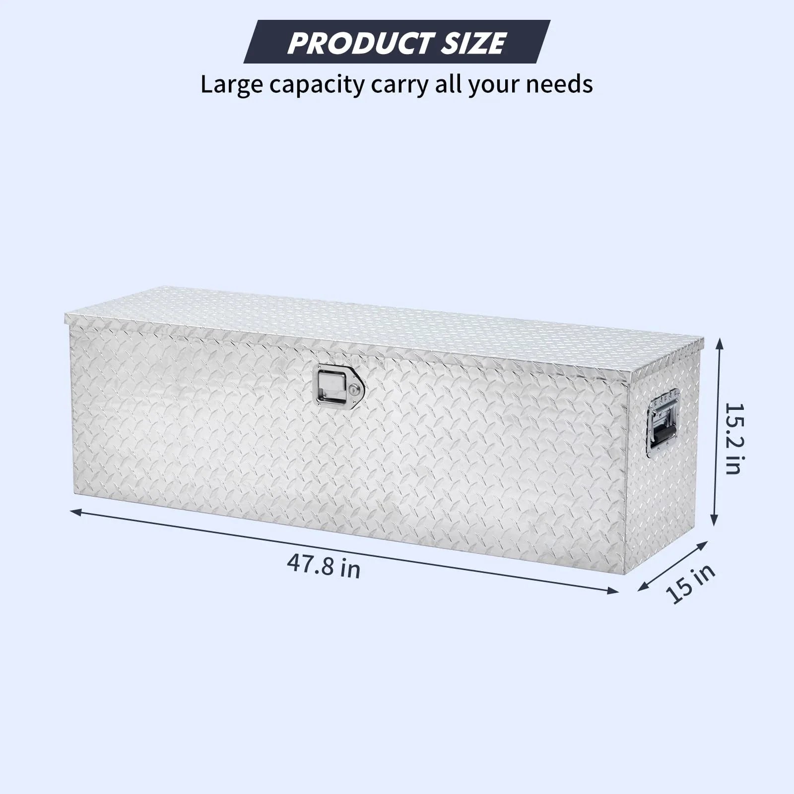 48 Inch Diamond Plate Truck Bed Tool Box with Shelf Silver 14
