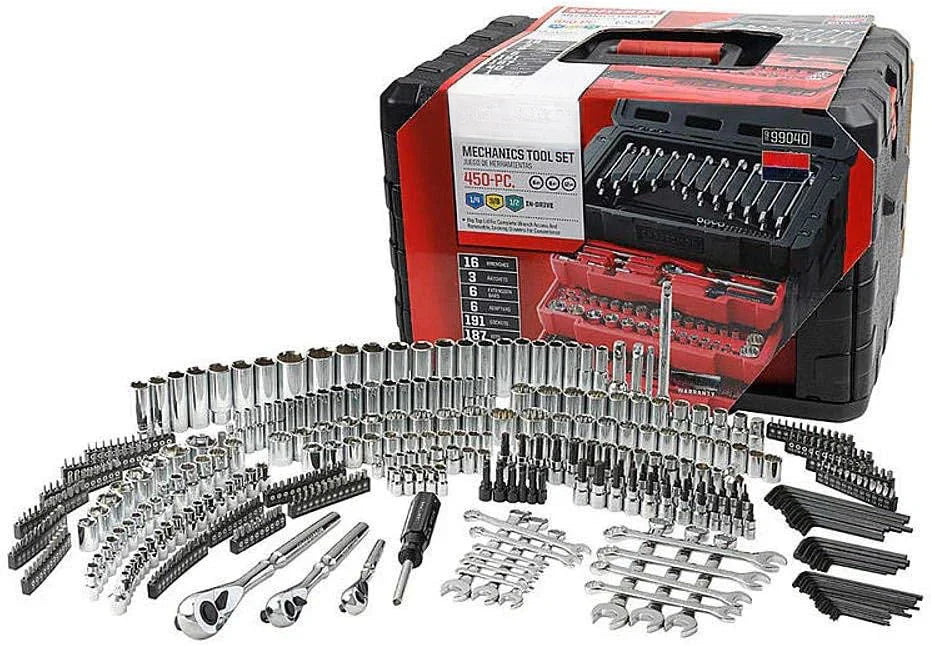 450-Piece Mechanics Tool Set, Ratchet Socket Hand Wrench Toolset 1