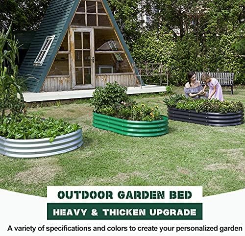 2Pcs Galvanized Raised Garden Bed Kit, 10×4×1ft Galvanized Planter Raised Garden Boxes Outdoor, Oval Large Metal Raised Garden Beds for Vegetables………… 14