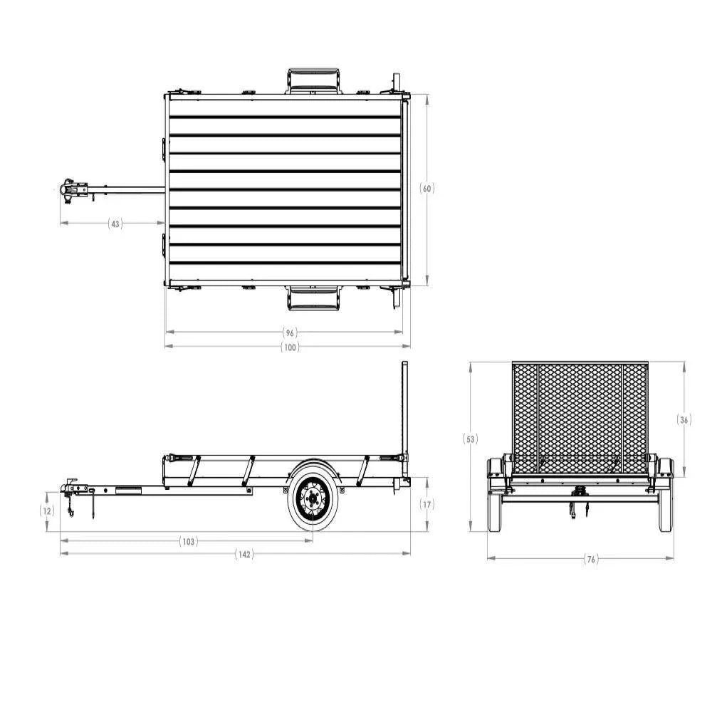 5 ft. x 8 ft. Wood Floor Utility Trailer w Sliding Rail System 2