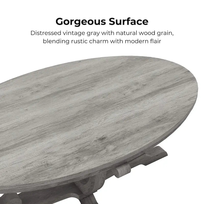 Denhour 48-Inch Vintage Grey Farmhouse Coffee Table - DH BASIC Collection 3