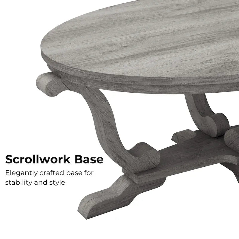 Denhour 48-Inch Vintage Grey Farmhouse Coffee Table - DH BASIC Collection 4