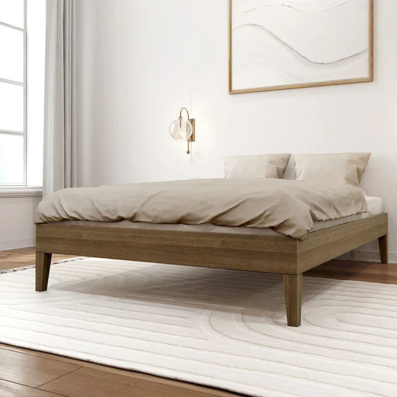 Full-Size Platform Bed with Plank and Beam Design 23