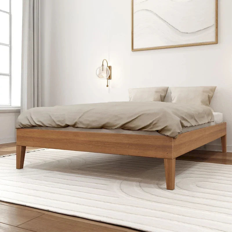 Full-Size Platform Bed with Plank and Beam Design 24