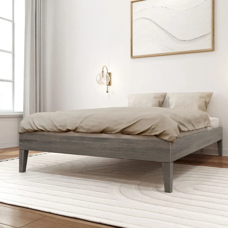 Full-Size Platform Bed with Plank and Beam Design 1