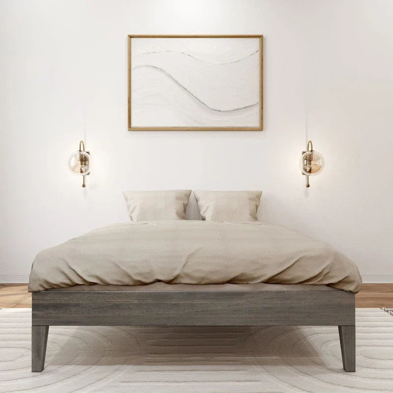 Full-Size Platform Bed with Plank and Beam Design 2
