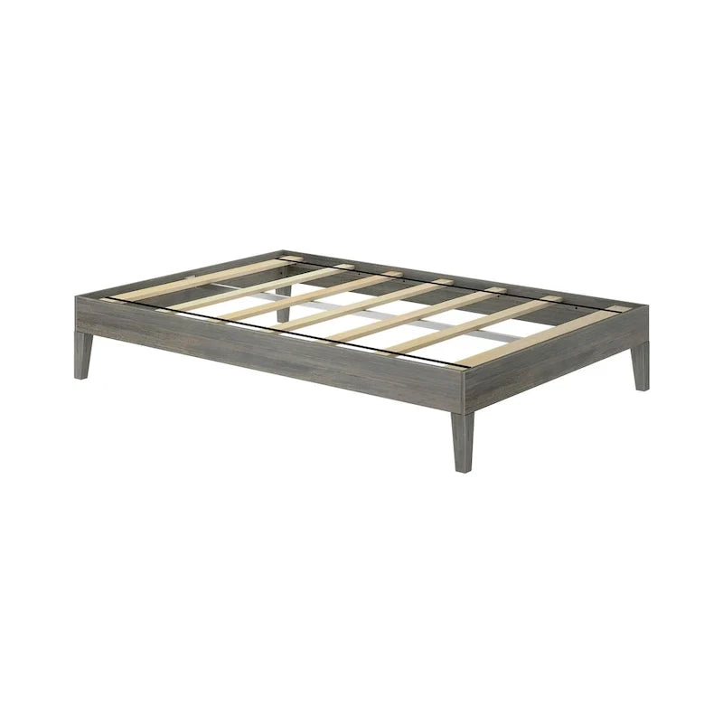 Full-Size Platform Bed with Plank and Beam Design 3