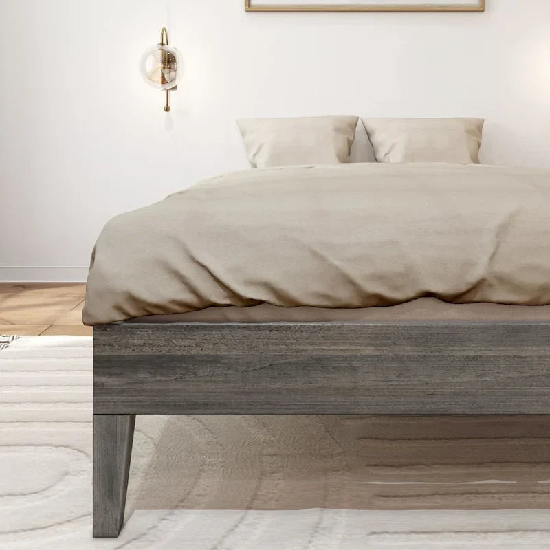Full-Size Platform Bed with Plank and Beam Design 4