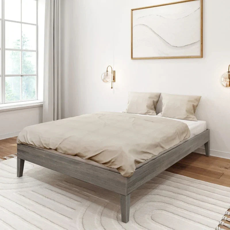 Full-Size Platform Bed with Plank and Beam Design 5