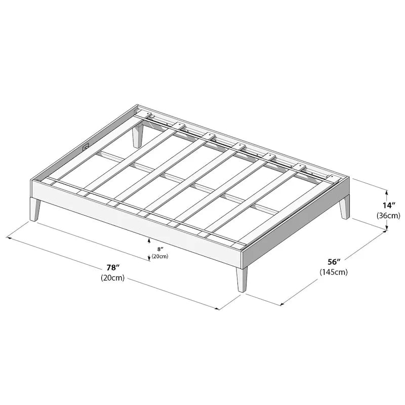 Full-Size Platform Bed with Plank and Beam Design 7
