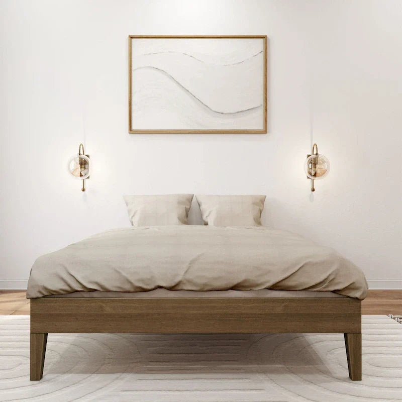 Full-Size Platform Bed with Plank and Beam Design 10