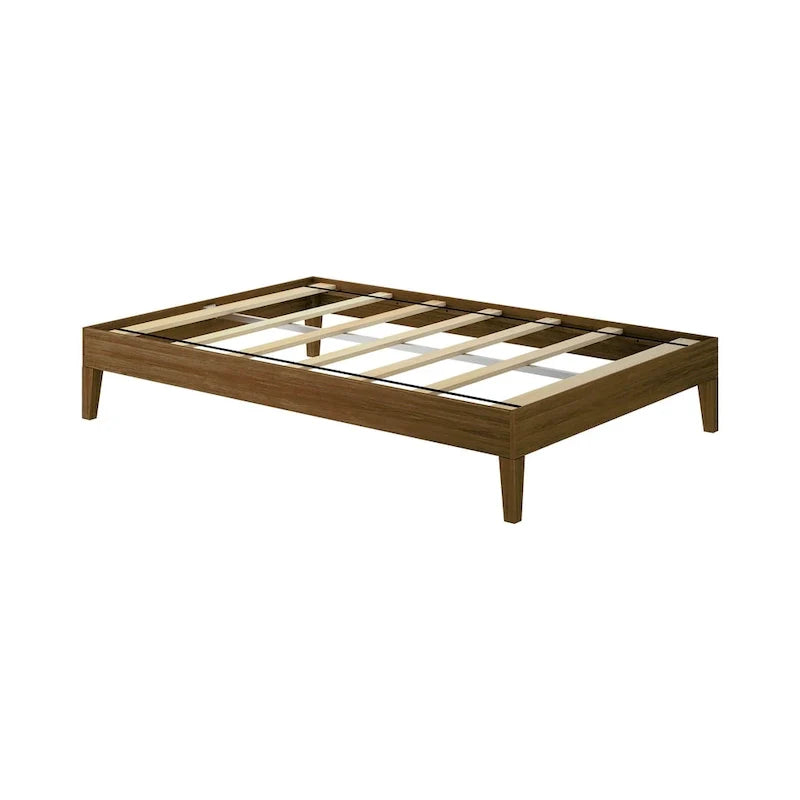 Full-Size Platform Bed with Plank and Beam Design 11