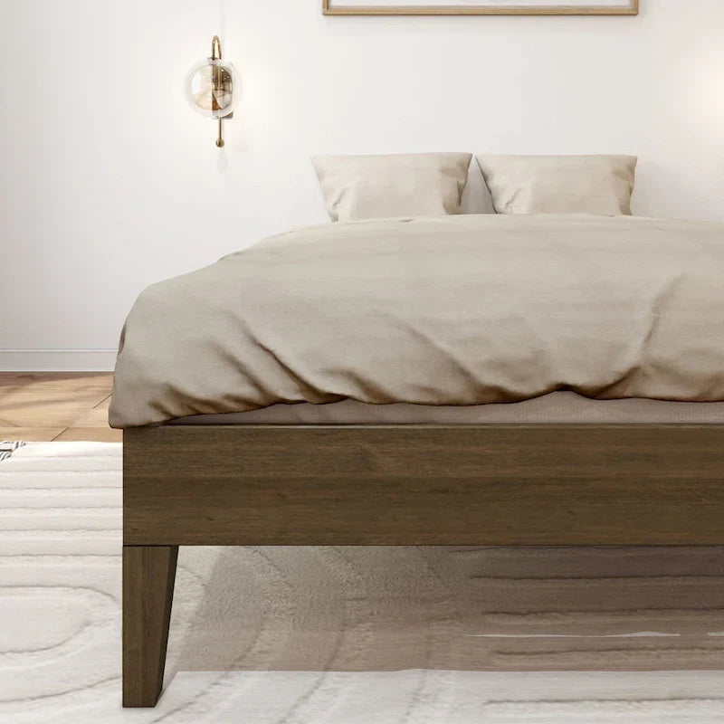 Full-Size Platform Bed with Plank and Beam Design 12