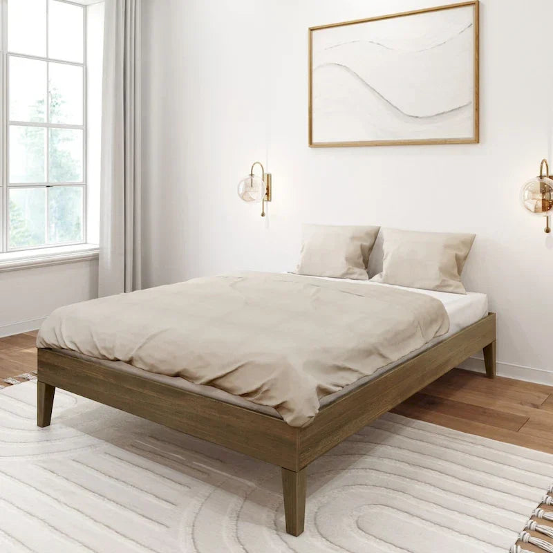 Full-Size Platform Bed with Plank and Beam Design 13