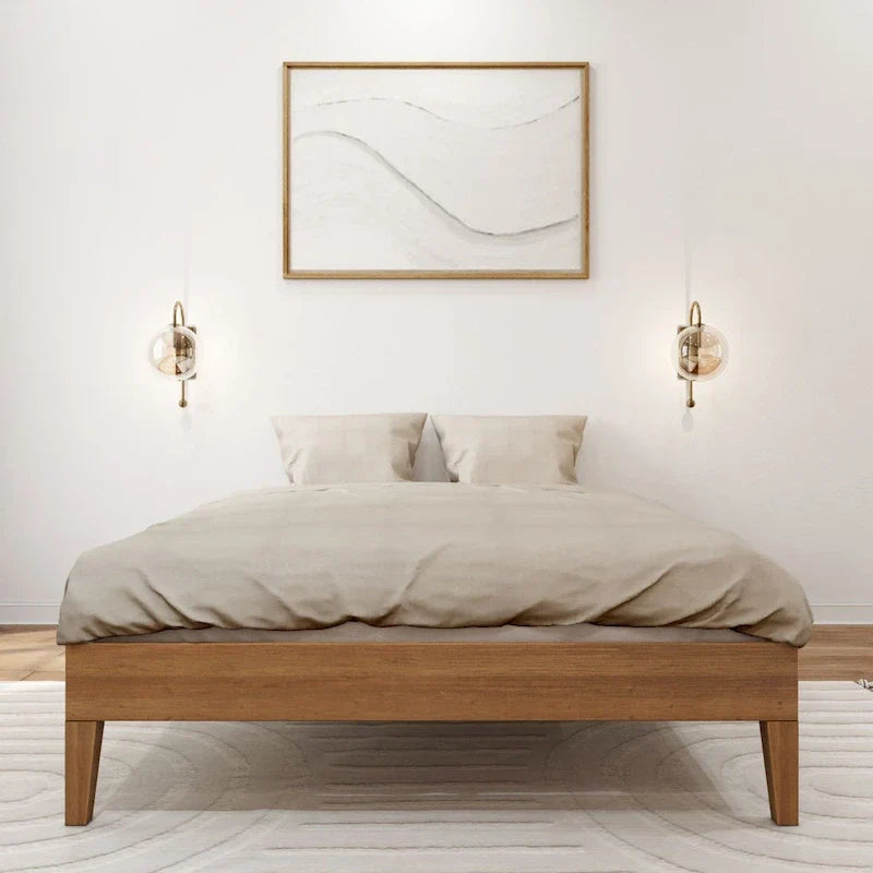 Full-Size Platform Bed with Plank and Beam Design 16