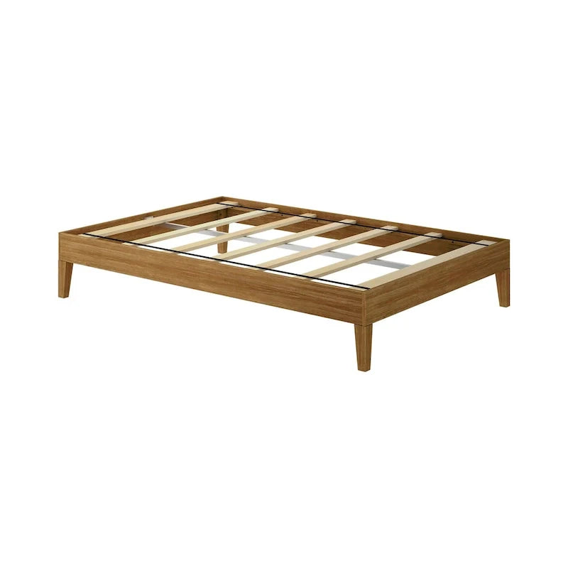 Full-Size Platform Bed with Plank and Beam Design 17
