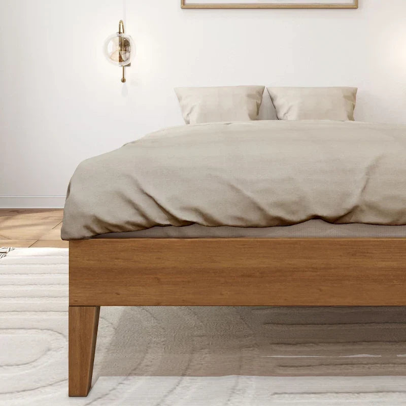 Full-Size Platform Bed with Plank and Beam Design 18