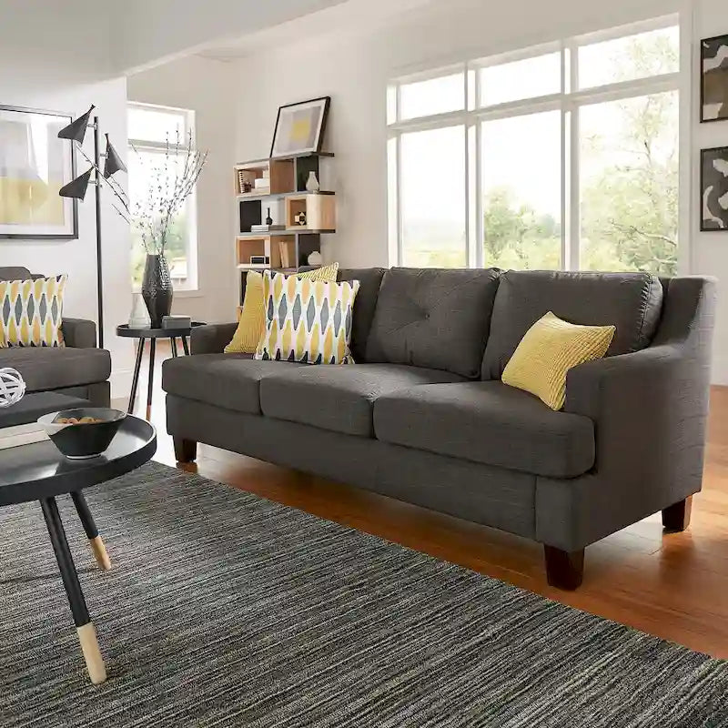 iNSPIRE Q Modern Elston Tufted Linen Track Sofa 1