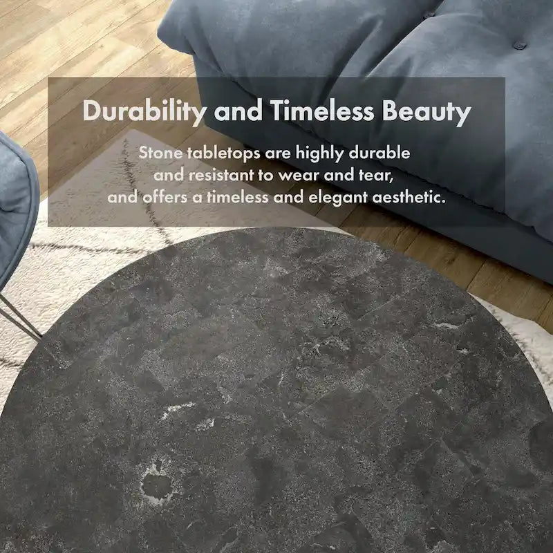 Lars Contemporary Round Coffee Table with Marble Top and Sturdy Metal Base by Furniture of America 6