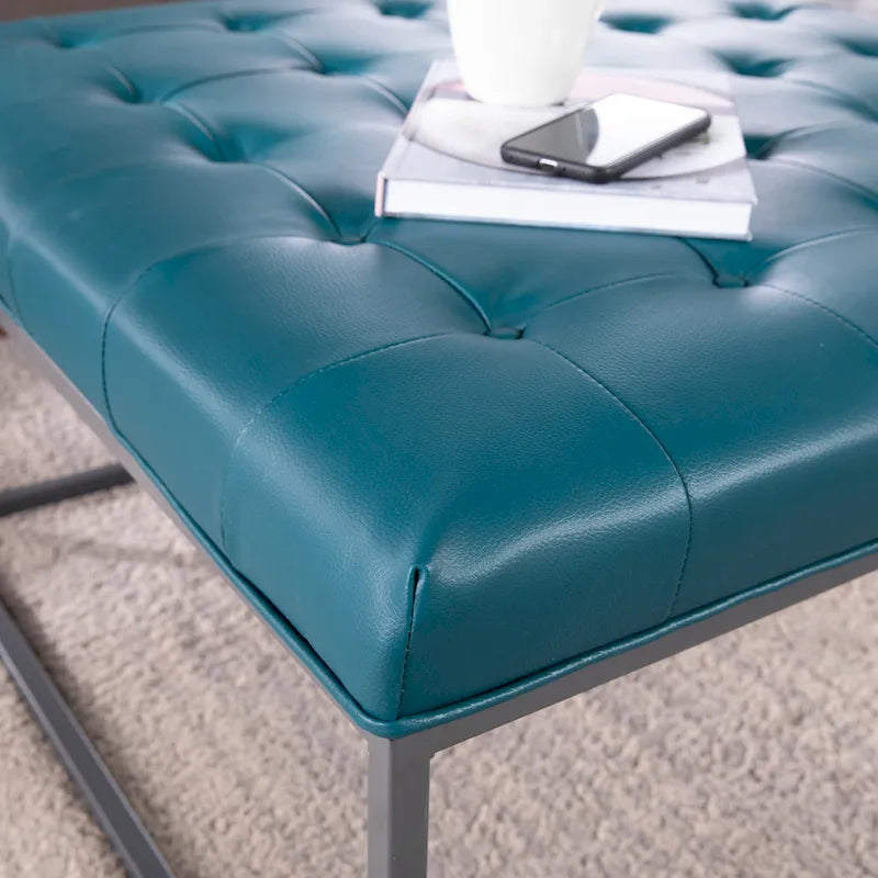 SEI Furniture Healy Tufted Ottoman in Faux Leather 3
