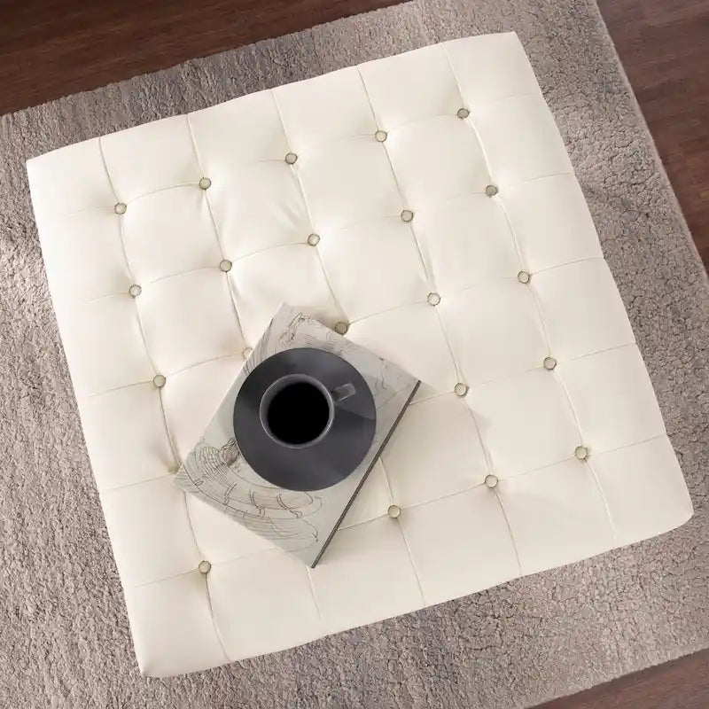 SEI Furniture Healy Tufted Ottoman in Faux Leather 8