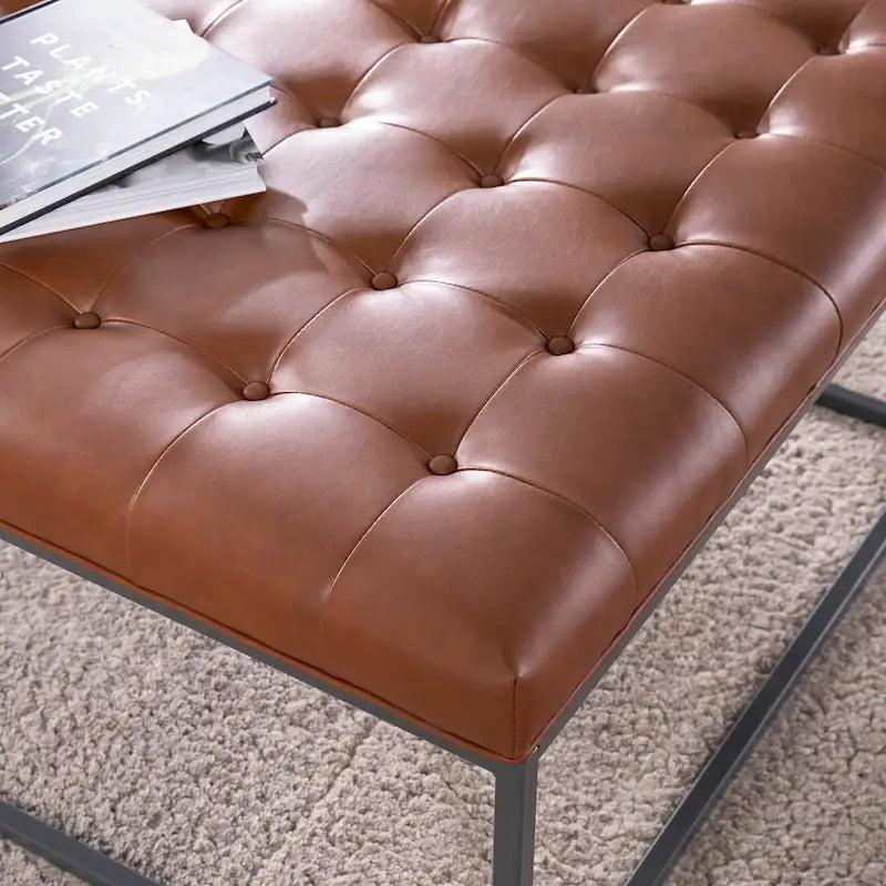 SEI Furniture Healy Tufted Ottoman in Faux Leather 14