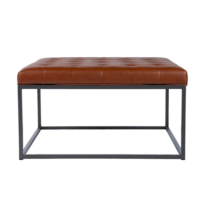 SEI Furniture Healy Tufted Ottoman in Faux Leather 15