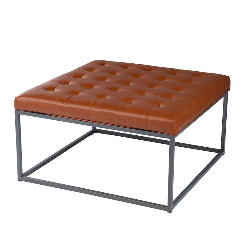 SEI Furniture Healy Tufted Ottoman in Faux Leather 16