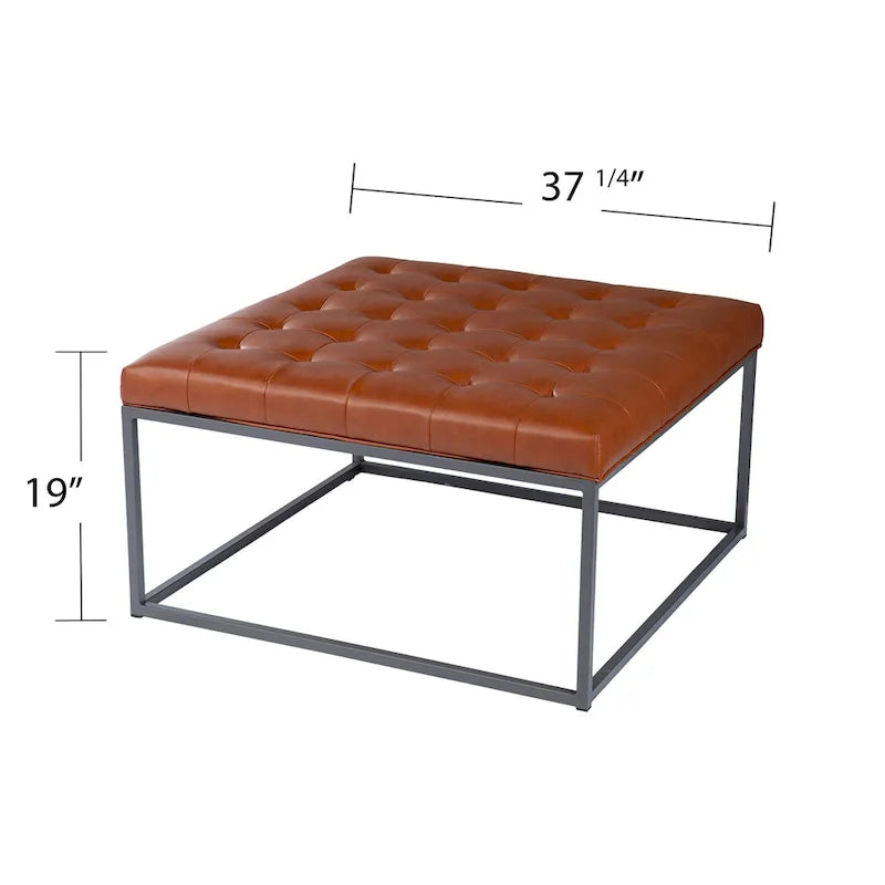 SEI Furniture Healy Tufted Ottoman in Faux Leather 19
