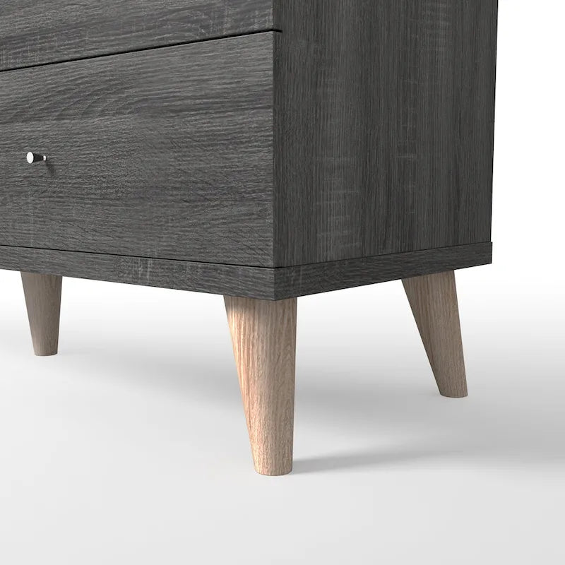Denhour DH BASIC 47-Inch Wide Mid-Century Modern Distressed Grey 6-Drawer Dresser with Knobs 2
