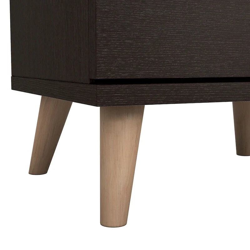 Denhour Mid-Century Modern Cappuccino 2-Drawer Nightstand - DH BASIC Collection 1