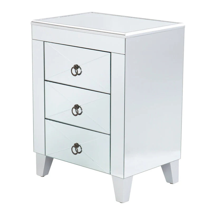 SEI Furniture Churchill Mid-Century Modern Mirrored Side Table with Storage Compartment 5