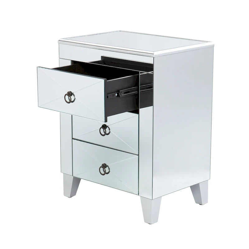 SEI Furniture Churchill Mid-Century Modern Mirrored Side Table with Storage Compartment 6